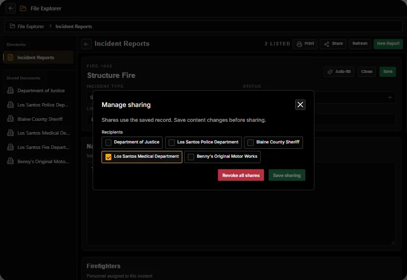 Editing the recipient jobs of a Fire incident report